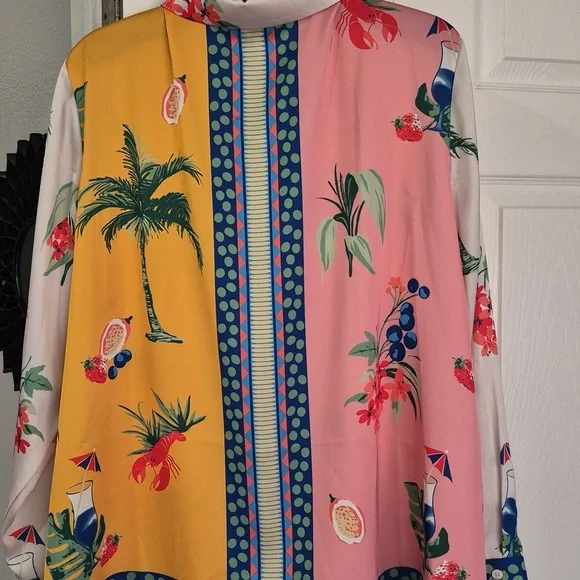 NWT 2PC Skies Are Blue Coordinating Border Print Long Sleeve Blouse/Jacket (2X) - Picture 6 of 13